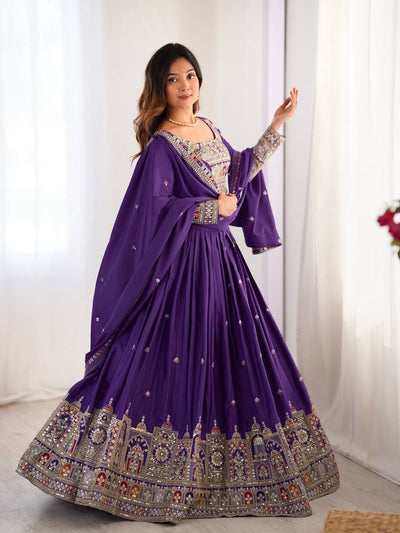 PURPLE WEDDING LEHENGA WITH CHOLI AND DUPATTA