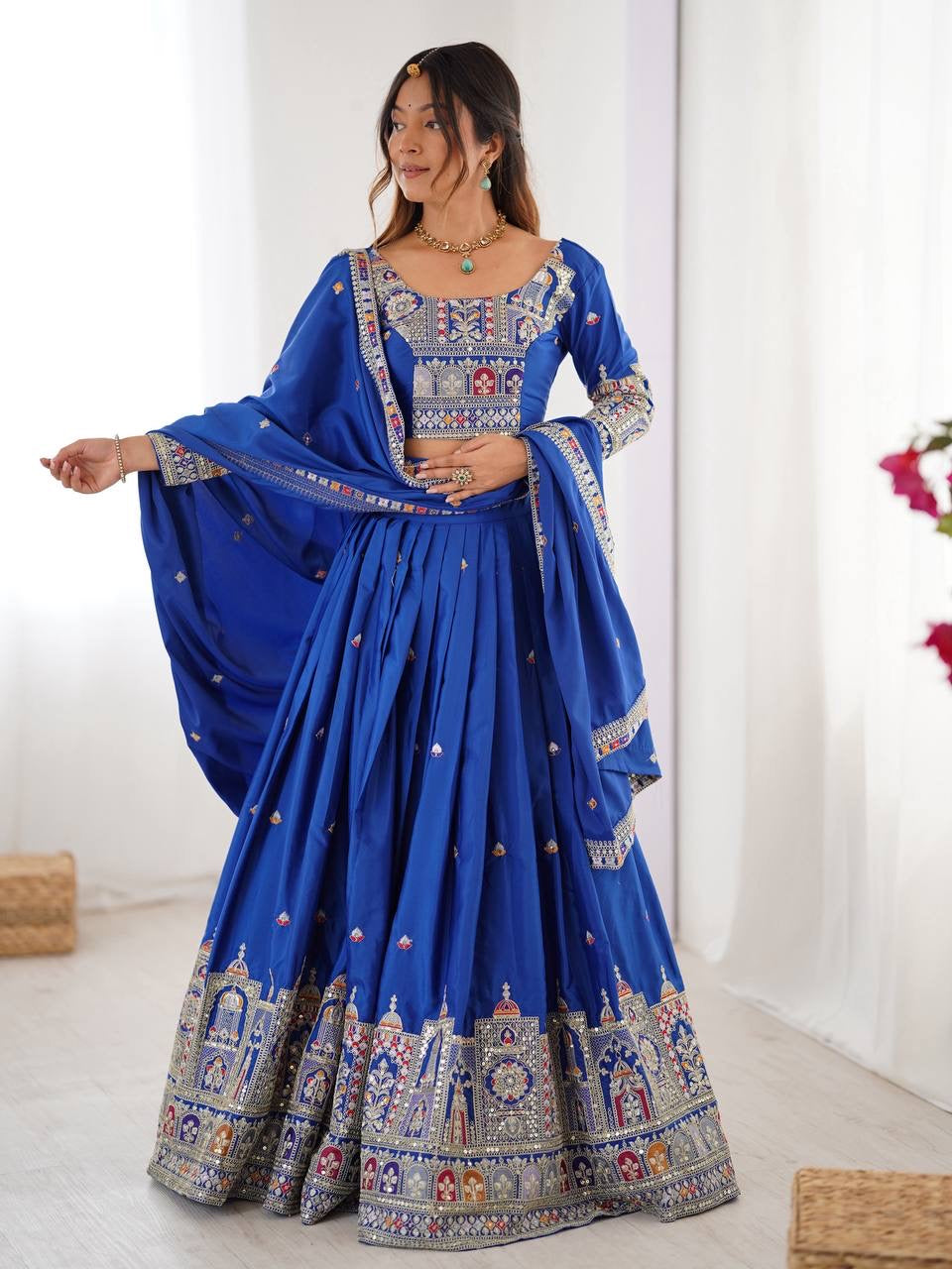 ROYAL BLUE WEDDING LEHENGA WITH CHOLI AND DUPATTA