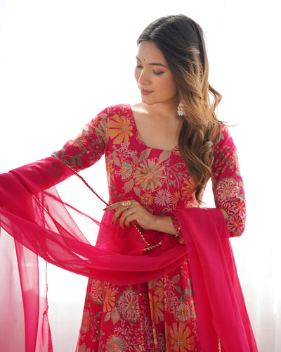 PINK KEDIYA ROMAN SILK PARTYWEAR DRESS