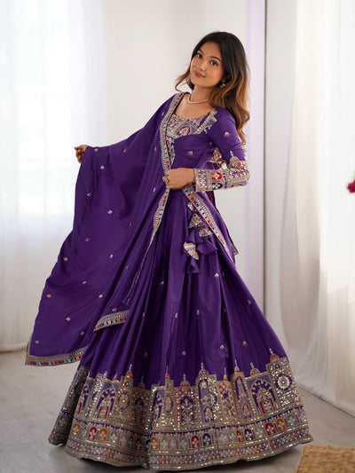 PURPLE WEDDING LEHENGA WITH CHOLI AND DUPATTA