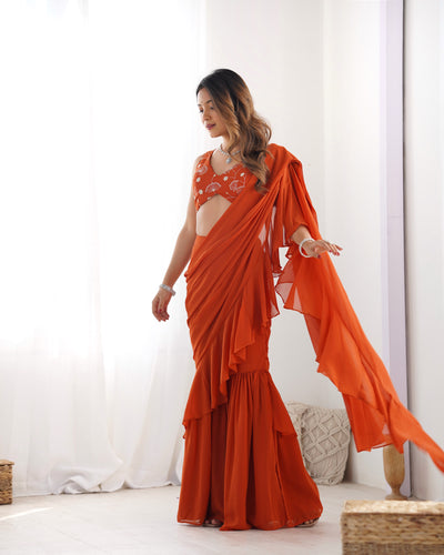 Ready-To-Wear Sharara Saree With Fully Stitched Blouse
