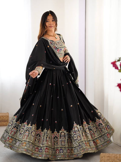 BLACK WEDDING LEHENGA WITH CHOLI AND DUPATTA
