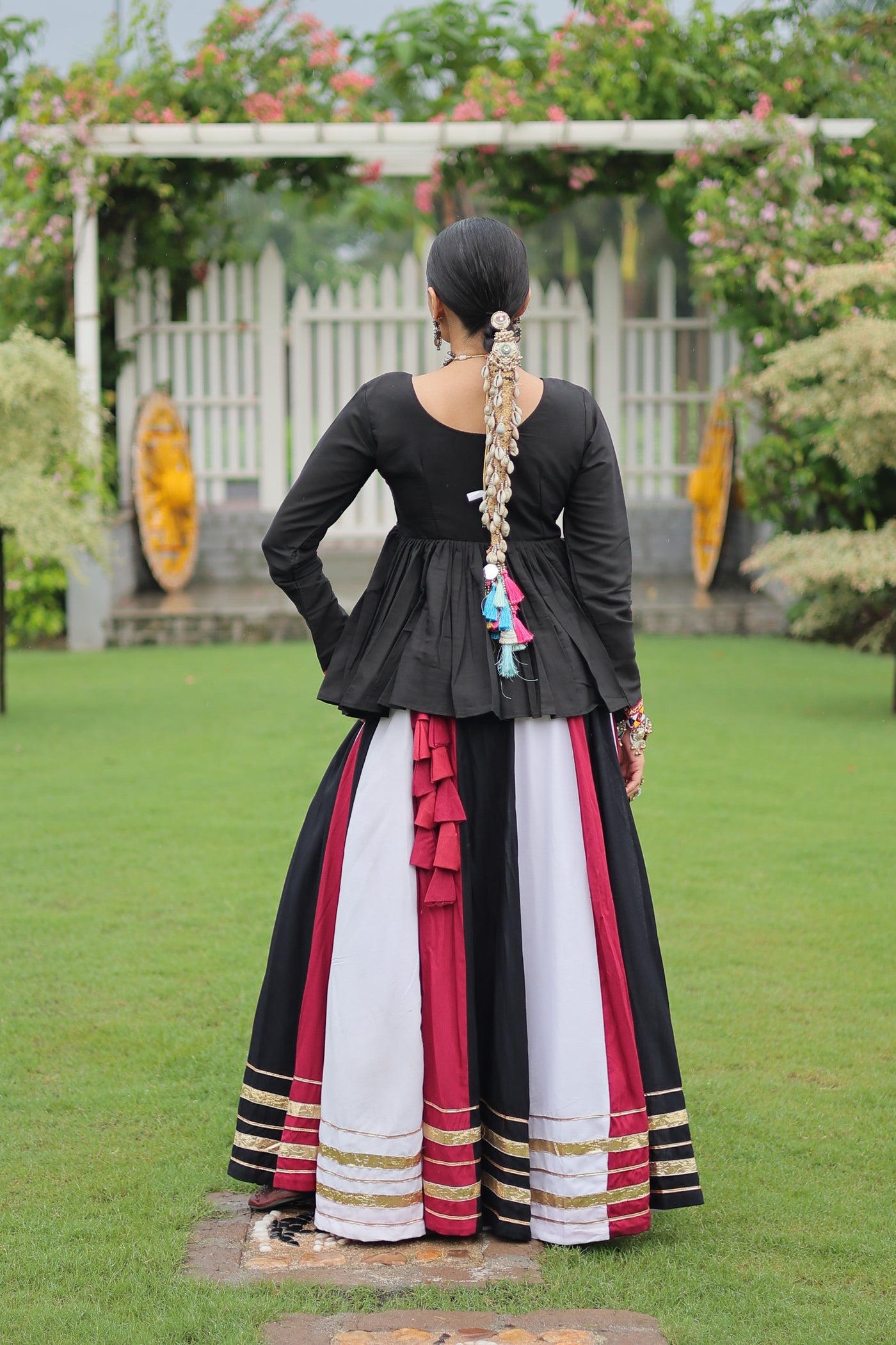Navratri Special Multicolor Lehenga with Kutchi Gamthi Work- Full Stitched-2