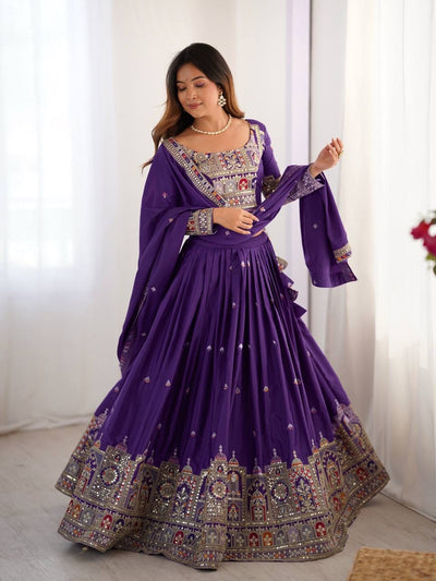 PURPLE WEDDING LEHENGA WITH CHOLI AND DUPATTA