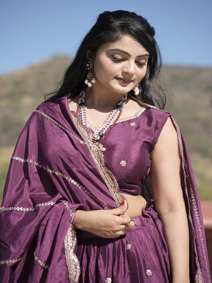 Classic Heavy Chinon Embroidered Lehenga Set with Zari & Sequins Work