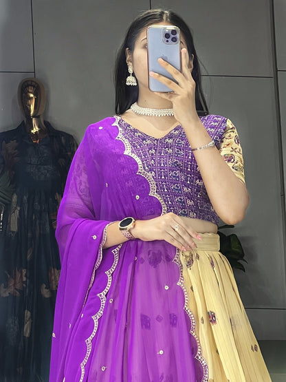 Trending Kalamkari Printed Marshmallow Lehenga Set with Contrast Weaving Border