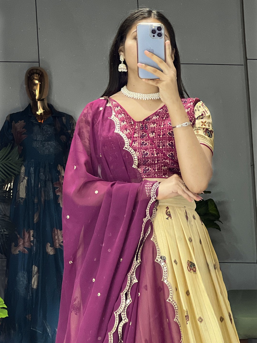 Trending Kalamkari Printed Marshmallow Lehenga Set with Contrast Weaving Border