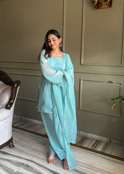 Lace Trimmed Salwar Suit With Dupatta - Elegant Ethnic Wear