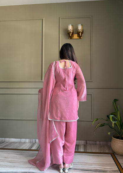 Lace Trimmed Salwar Suit With Dupatta - Elegant Ethnic Wear