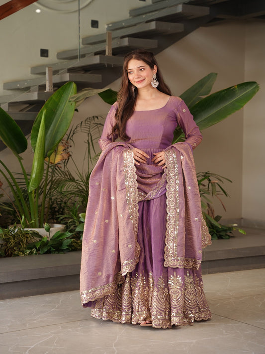 Real Modelling Heavy Fandy Silk Embroidered Gown with Dupatta