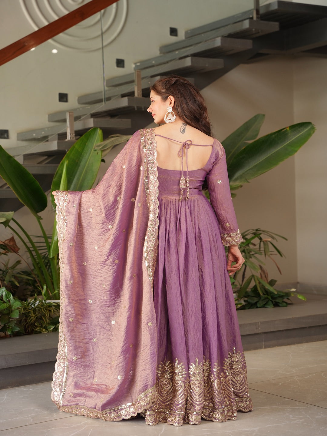 Real Modelling Heavy Fandy Silk Embroidered Gown with Dupatta