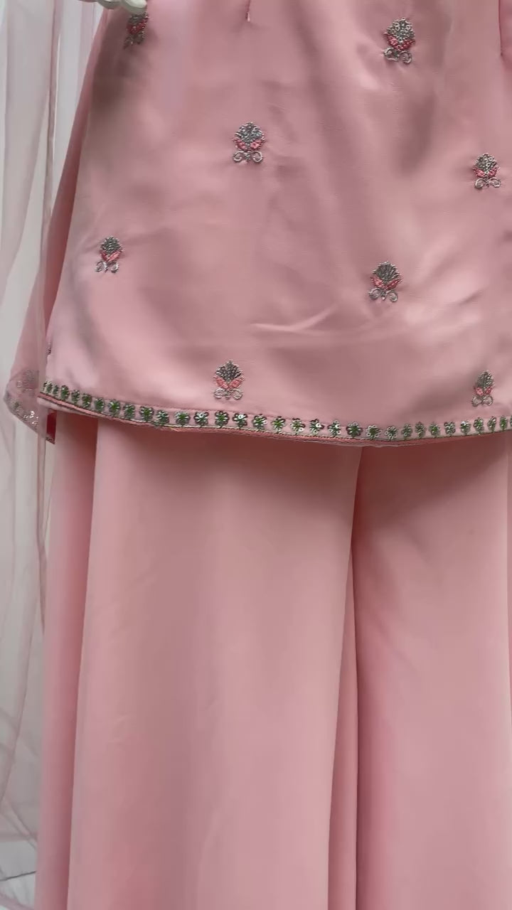 Designer Indo-Western Three-Piece Set With Sequin Embroidery
