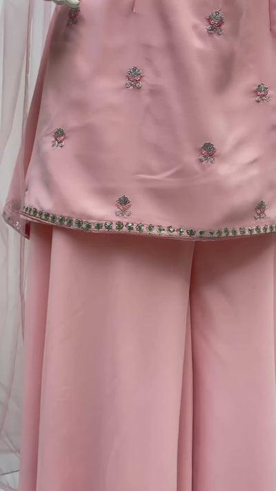 Designer Indo-Western Three-Piece Set With Sequin Embroidery