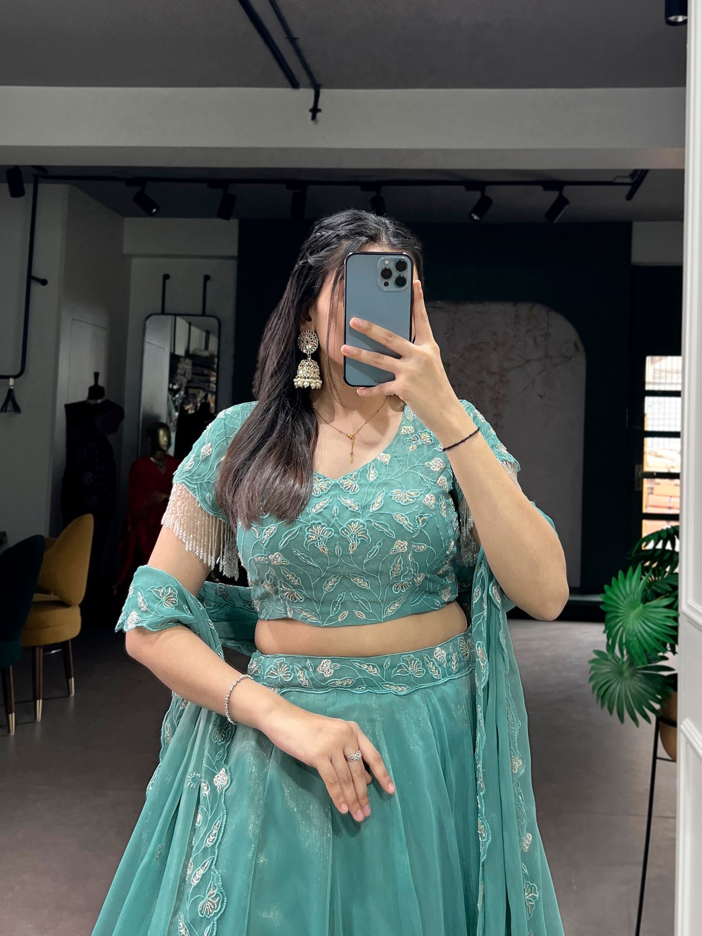 Pastel Blue Lehenga Choli With Intricate Embroidery And Dupatta