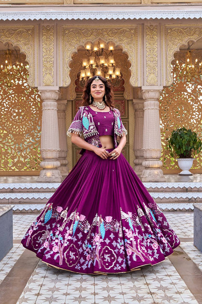 Peacock Embroidered Jacket Lehenga Choli Set