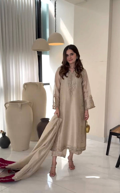 Embroidery Kurti With Plazzo And Dupatta