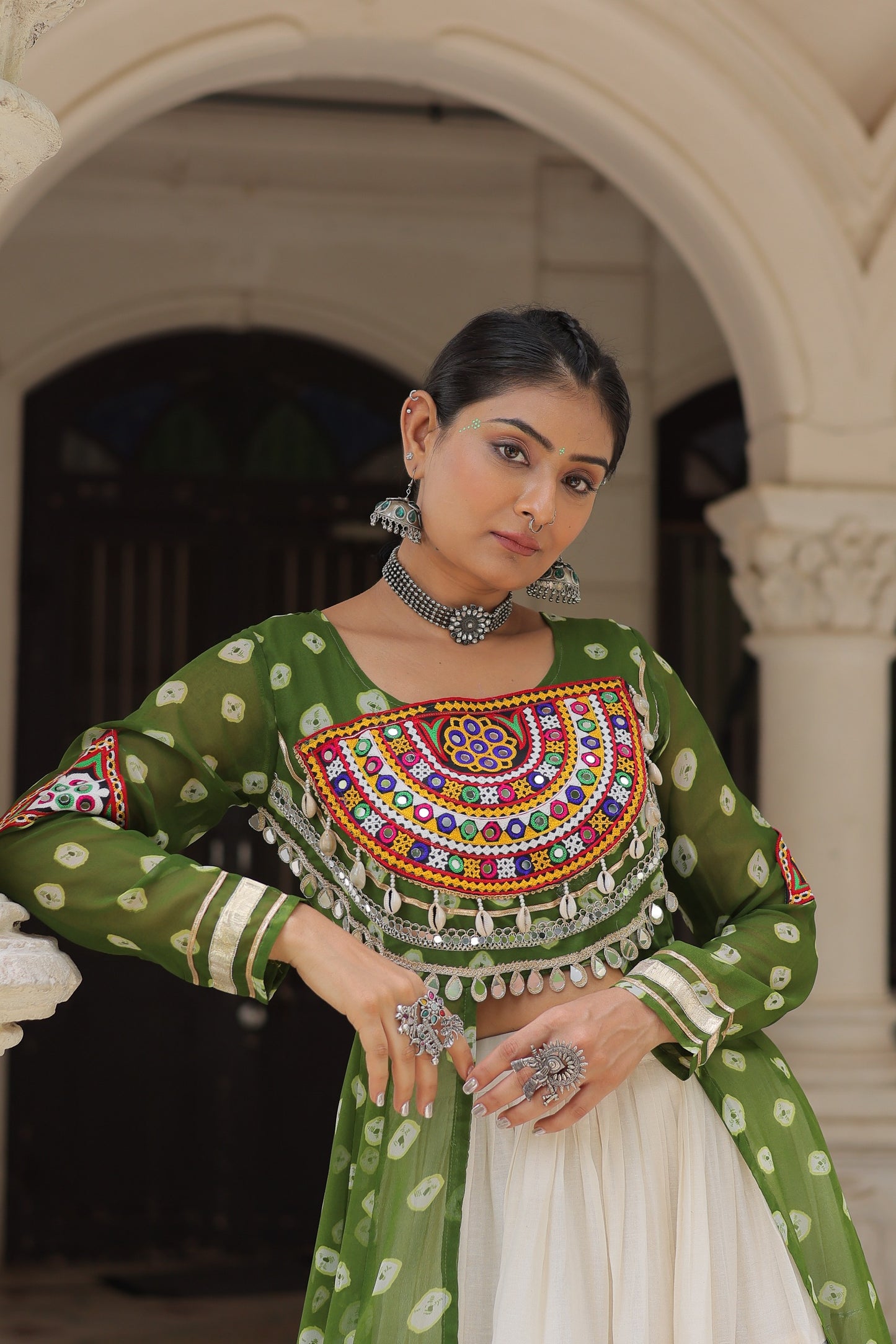 12 Meter Flair Lehenga Choli With Long Kutchi Work Kurti
