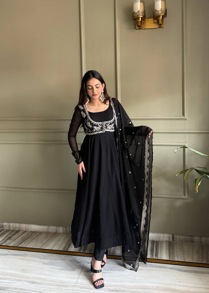 Classic Black Flared Anarkali