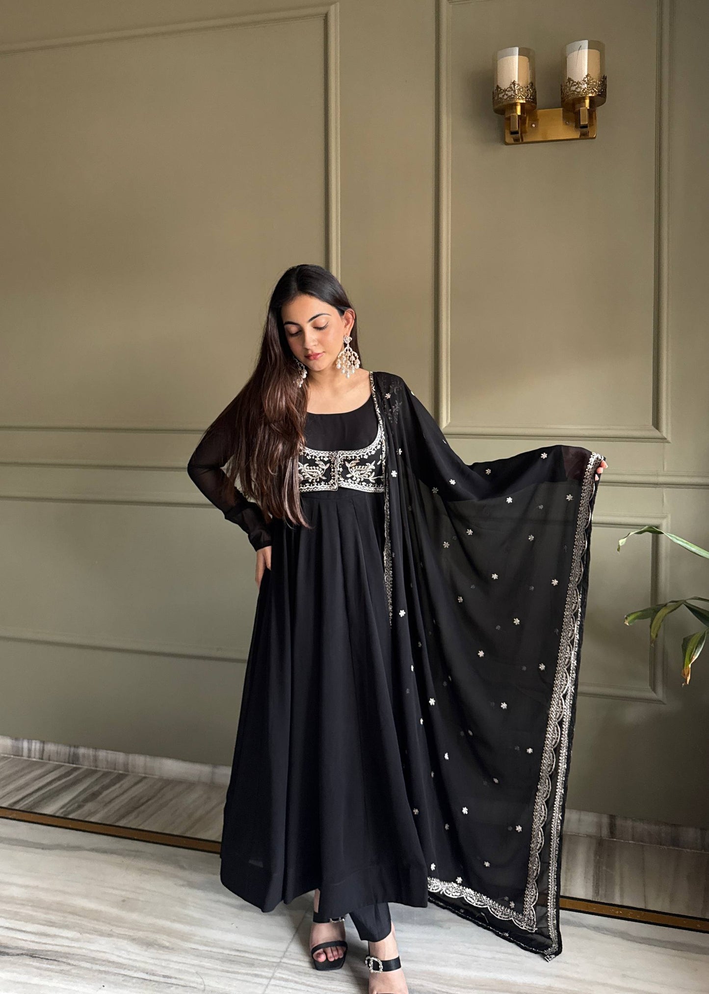 Classic Black Flared Anarkali