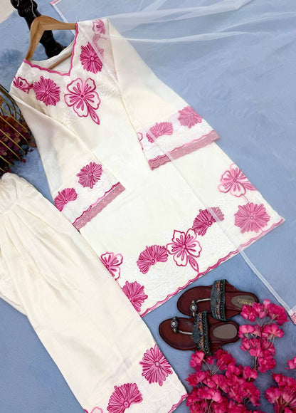 Farshi Salwar Suit With Pink Floral Embroidery