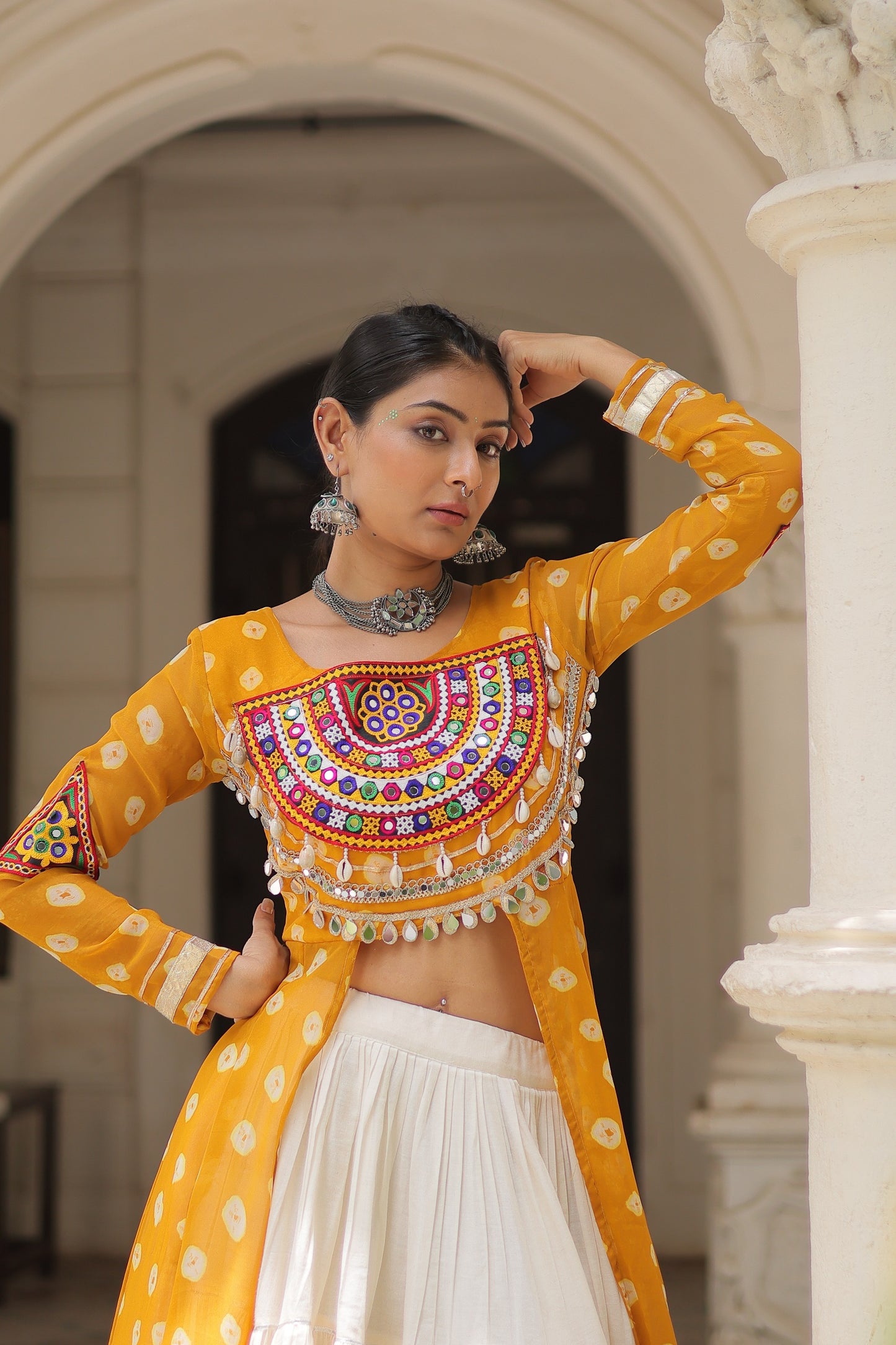 12 Meter Flair Lehenga Choli With Long Kutchi Work Kurti