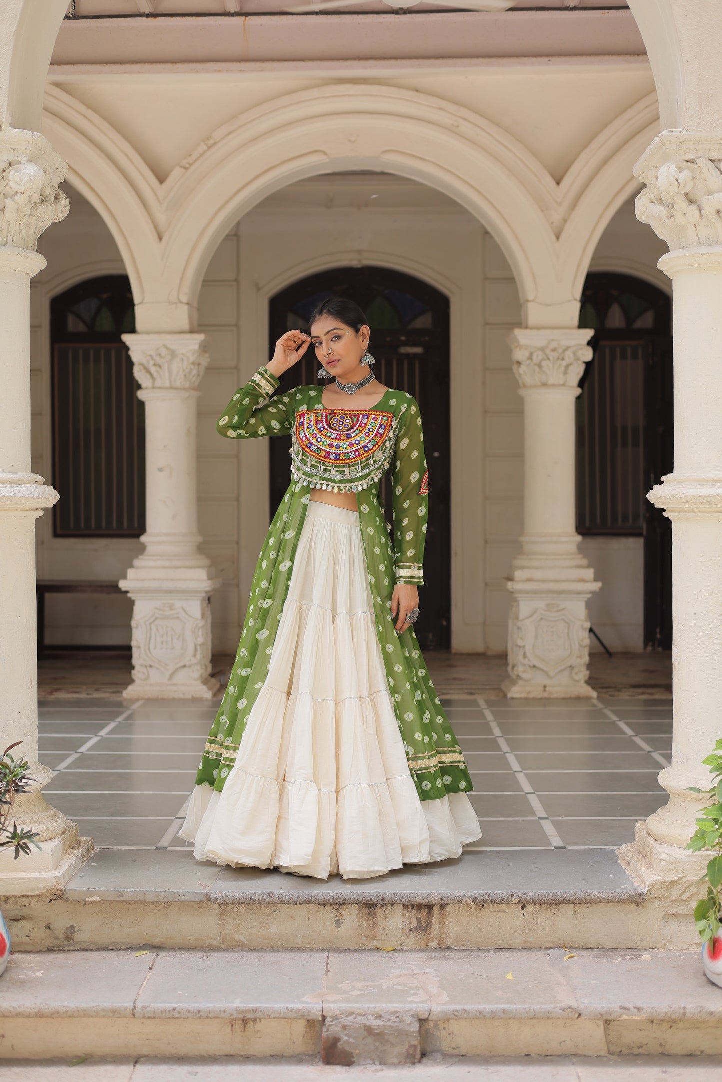 12 Meter Flair Lehenga Choli With Long Kutchi Work Kurti