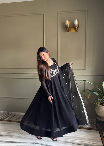 Classic Black Flared Anarkali