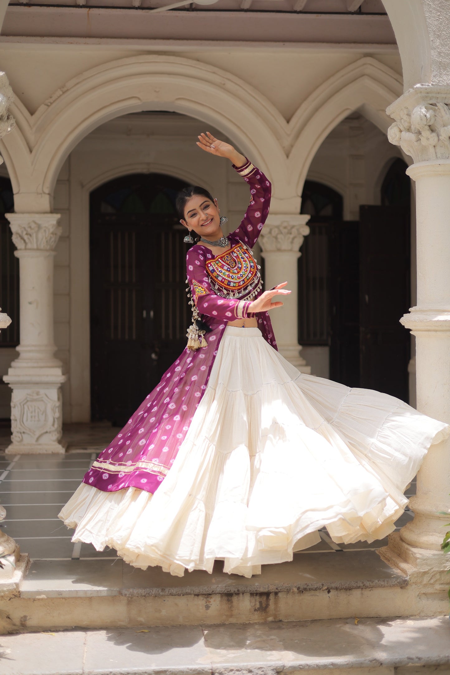 12 Meter Flair Lehenga Choli With Long Kutchi Work Kurti