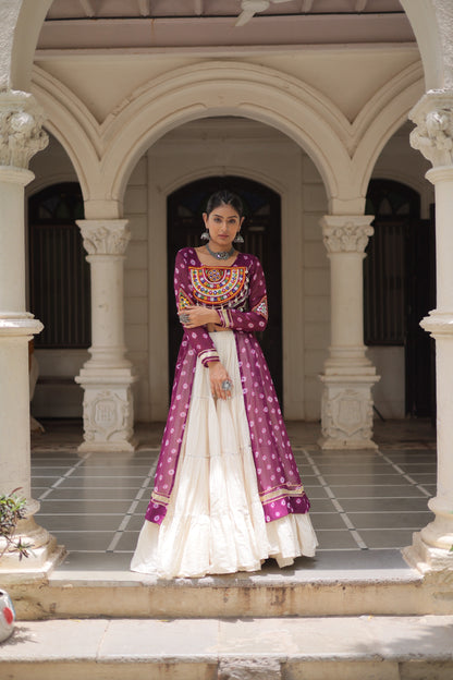 12 Meter Flair Lehenga Choli With Long Kutchi Work Kurti