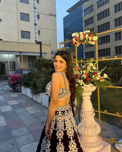 Dark Purple Embroidery Lehenga Choli With Dupatta