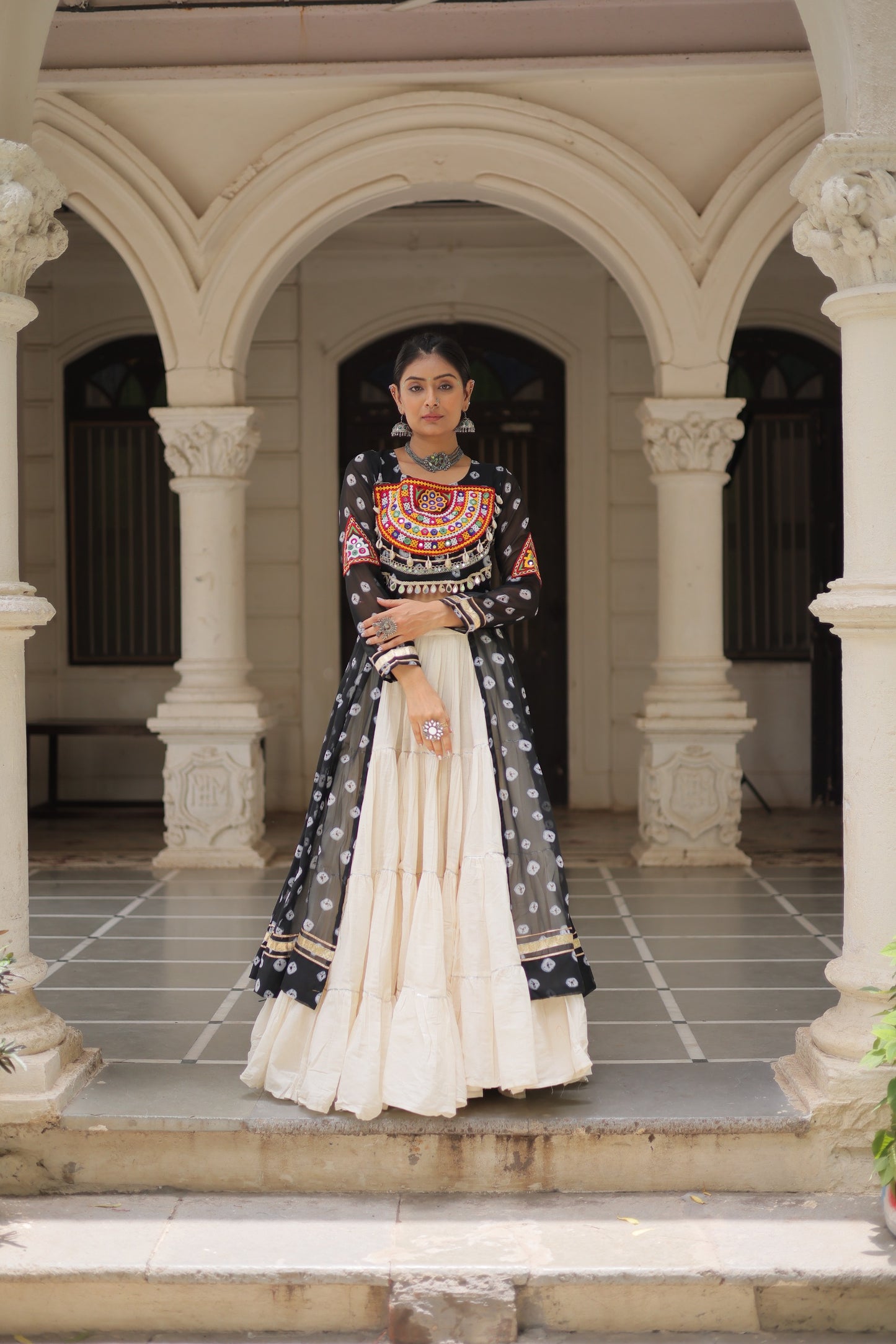 12 Meter Flair Lehenga Choli With Long Kutchi Work Kurti
