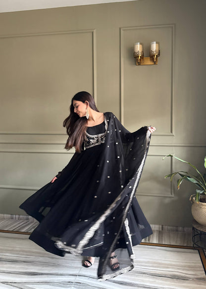 Classic Black Flared Anarkali