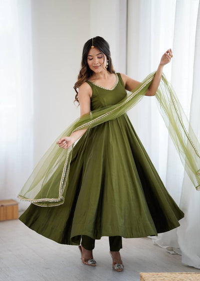 Elegant Flared Anarkali Gown With Dupatta