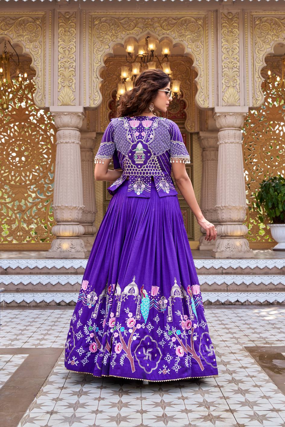 Peacock Embroidered Jacket Lehenga Choli Set