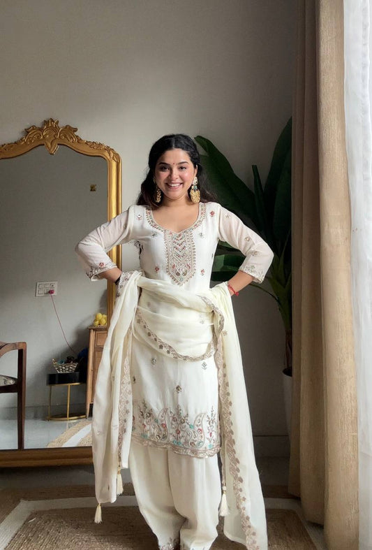 Elegant Embroidery Salwar Suit With Dupatta