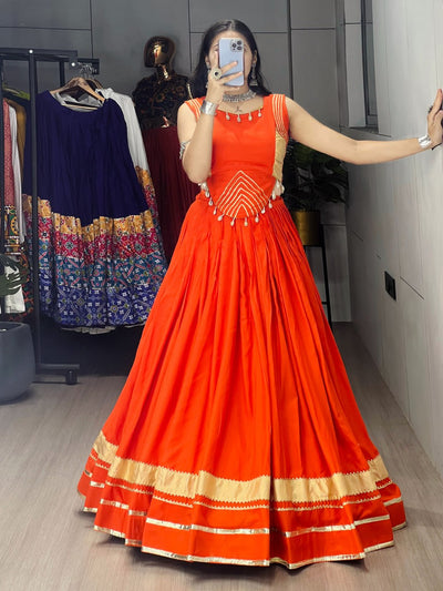 RADIANT ORANGE ETHNIC LEHENGA WITH GOLDEN ACCENTS