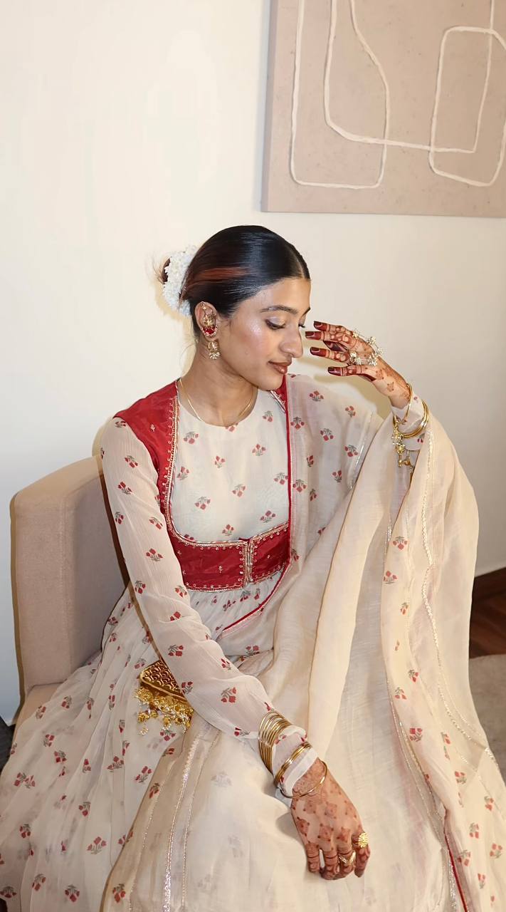 Elegant  Anarkali With Red Accents