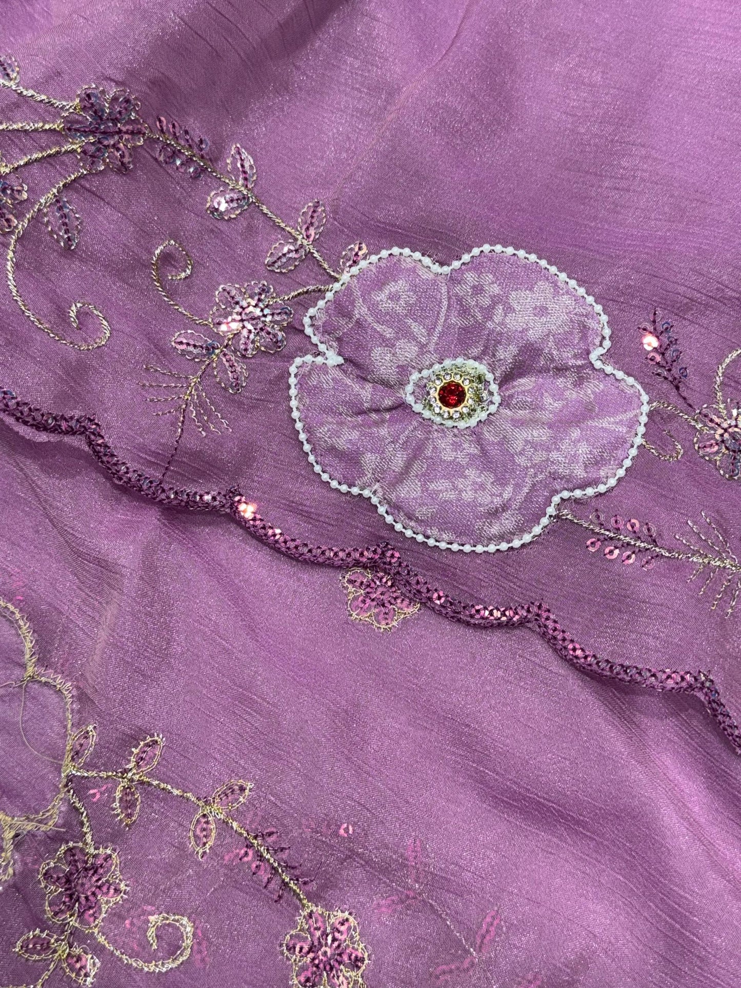Designer Floral Border Saree With Brocade Un-Stitched Blouse