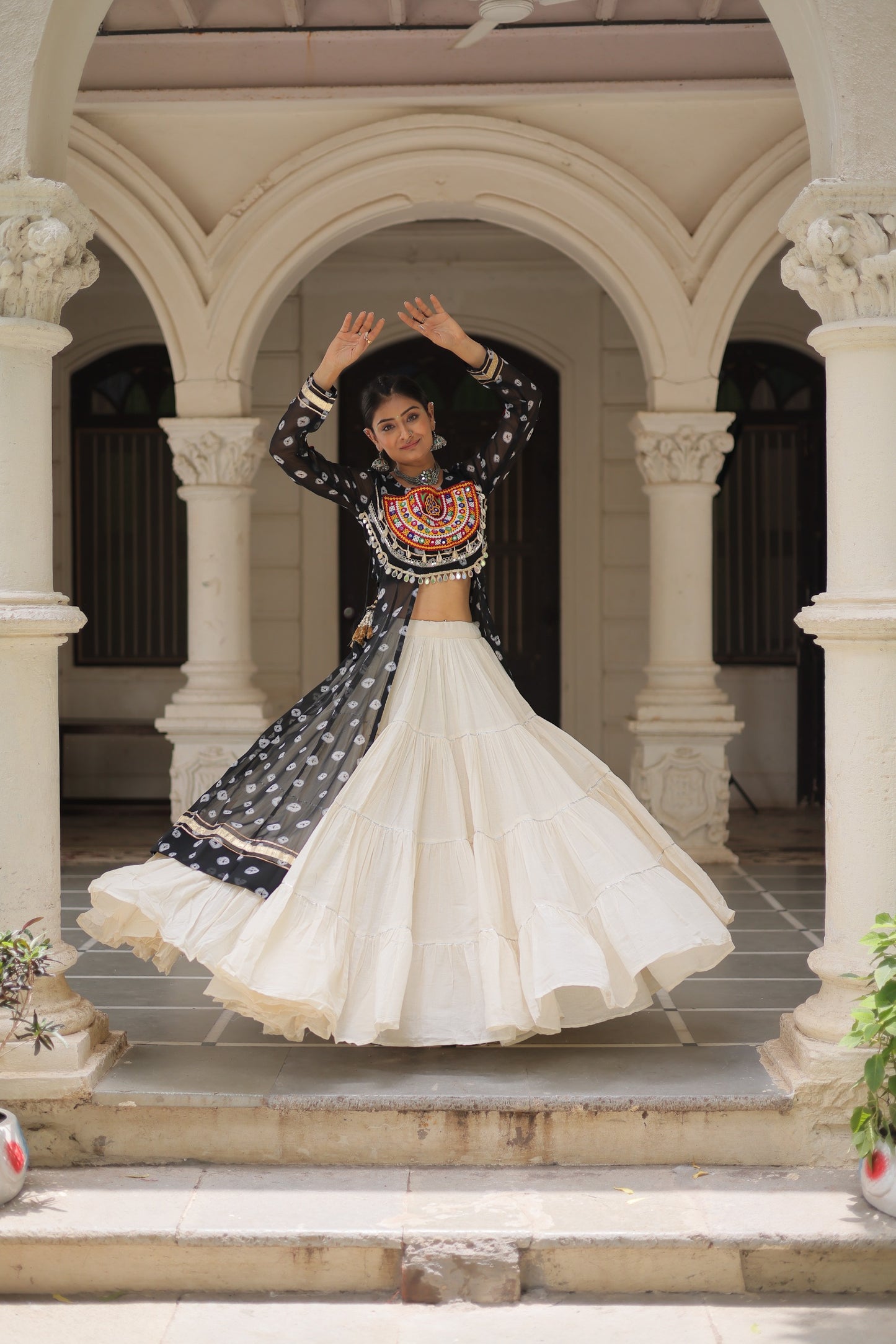 12 Meter Flair Lehenga Choli With Long Kutchi Work Kurti