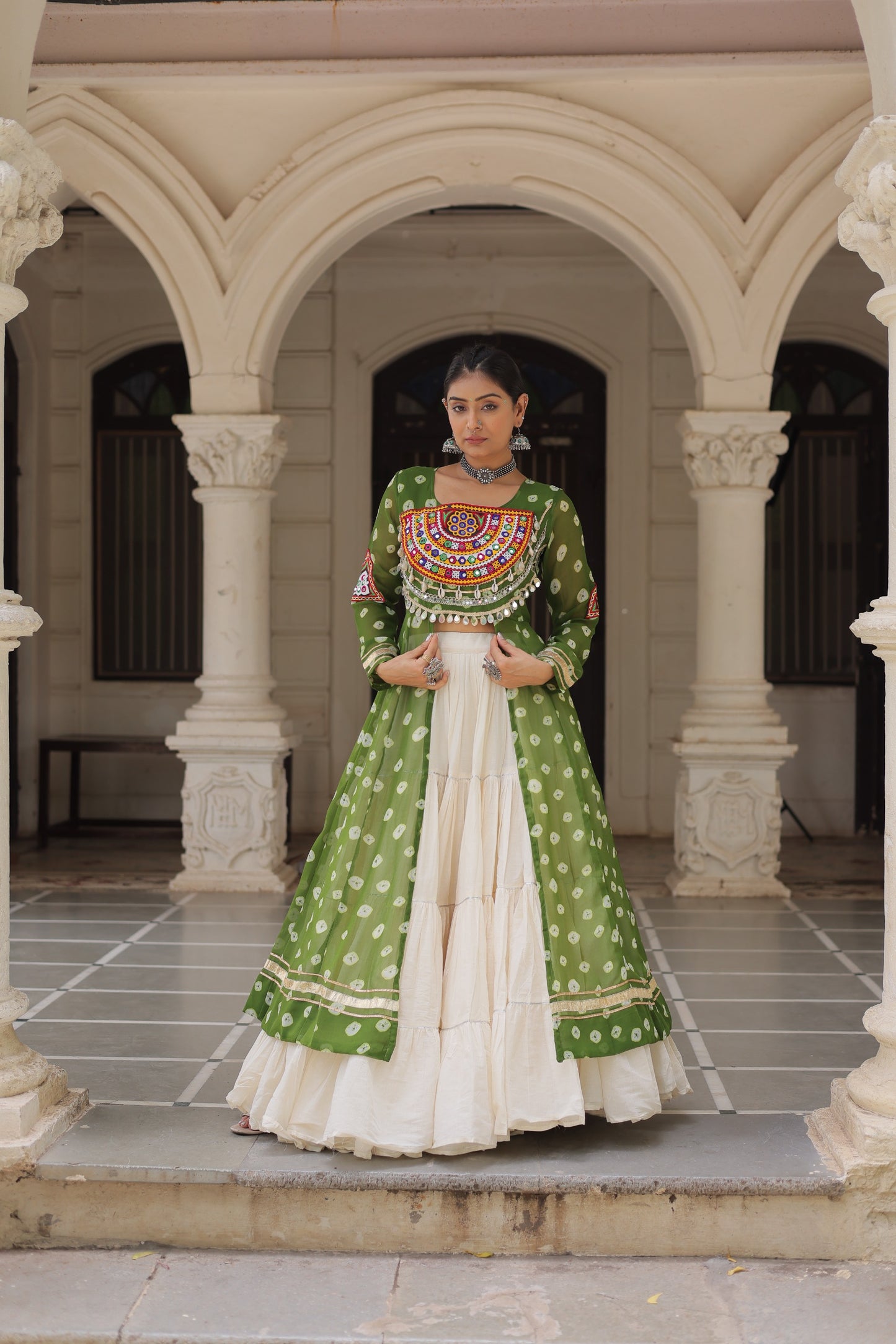12 Meter Flair Lehenga Choli With Long Kutchi Work Kurti