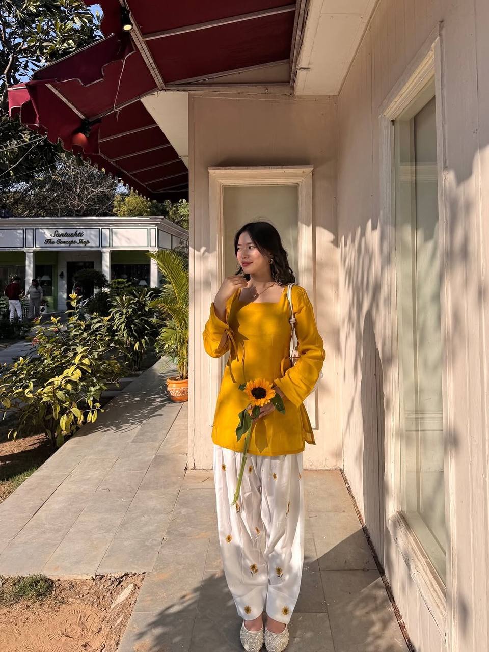 Cotton Short Kurta With Embroidered Farshi Salwar Co-ord Set