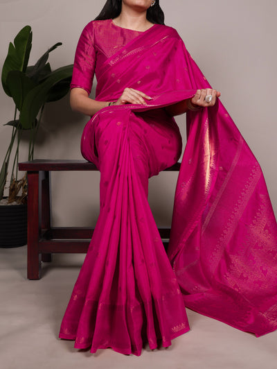 Elegant Saree With Zari Weaving Work
