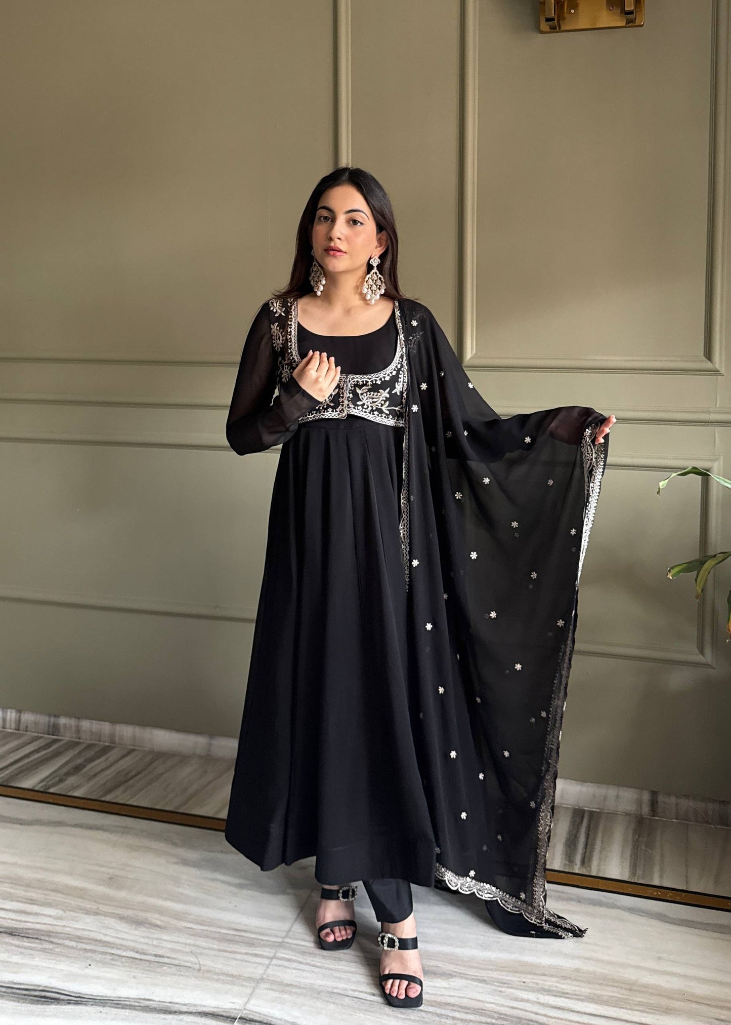 Classic Black Flared Anarkali