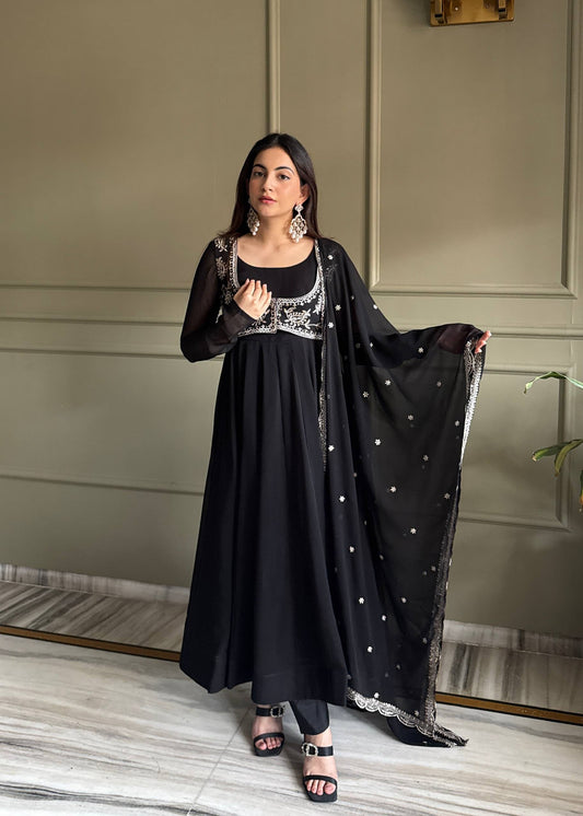 Classic Black Flared Anarkali