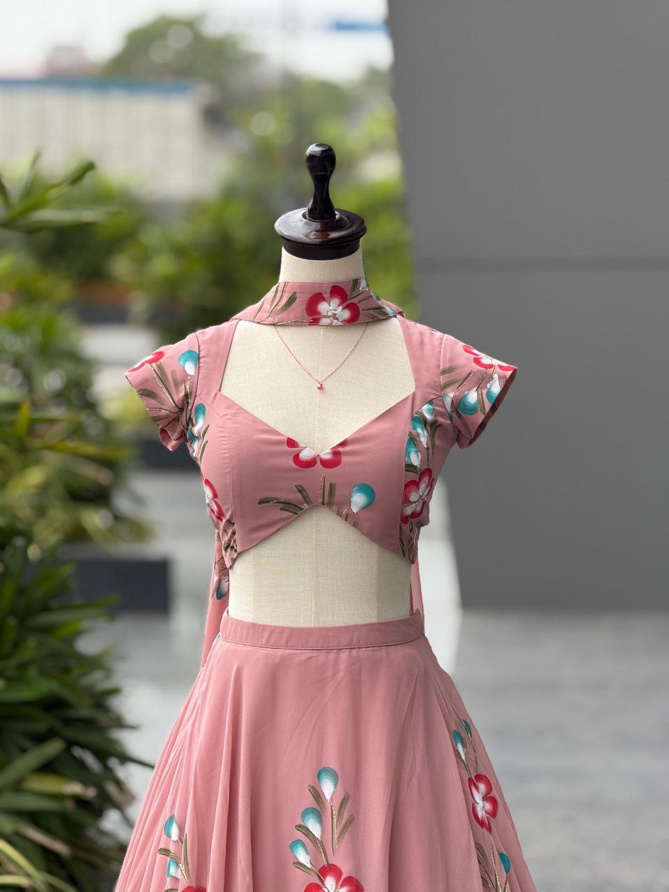 Pink Floral Printed Lehenga Choli With Dupatta