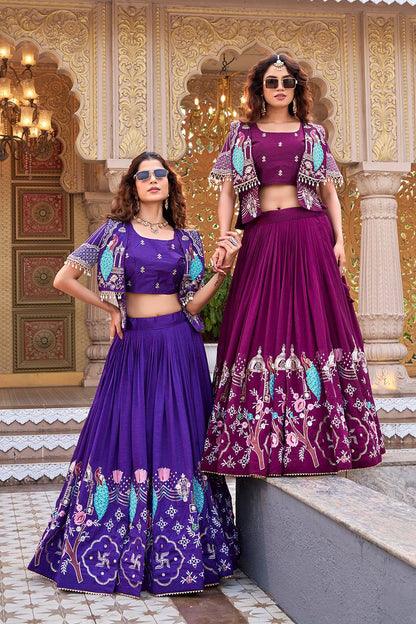 Peacock Embroidered Jacket Lehenga Choli Set