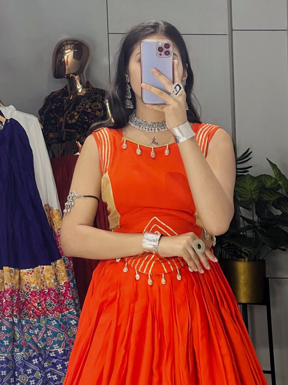 RADIANT ORANGE ETHNIC LEHENGA WITH GOLDEN ACCENTS