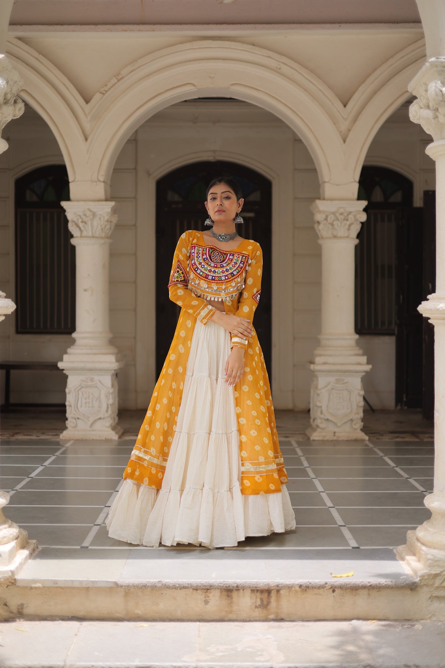 12 Meter Flair Lehenga Choli With Long Kutchi Work Kurti