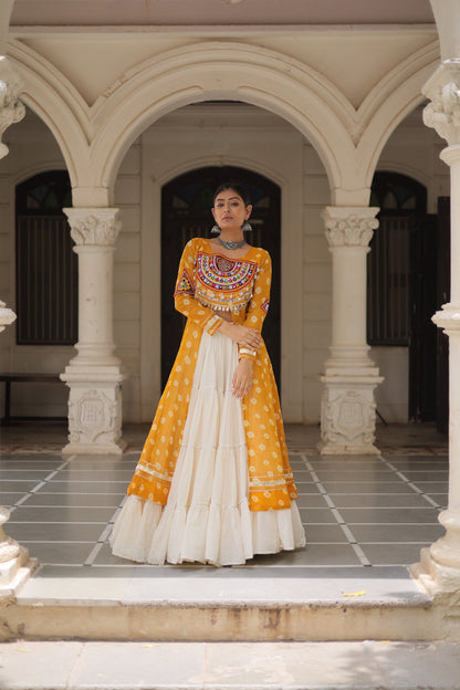 12 Meter Flair Lehenga Choli With Long Kutchi Work Kurti