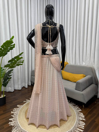 Gold Sequined Ready To Wear Saree With Gold Embroidery Blouse And Mirror Work Draped Ethnic Outfit